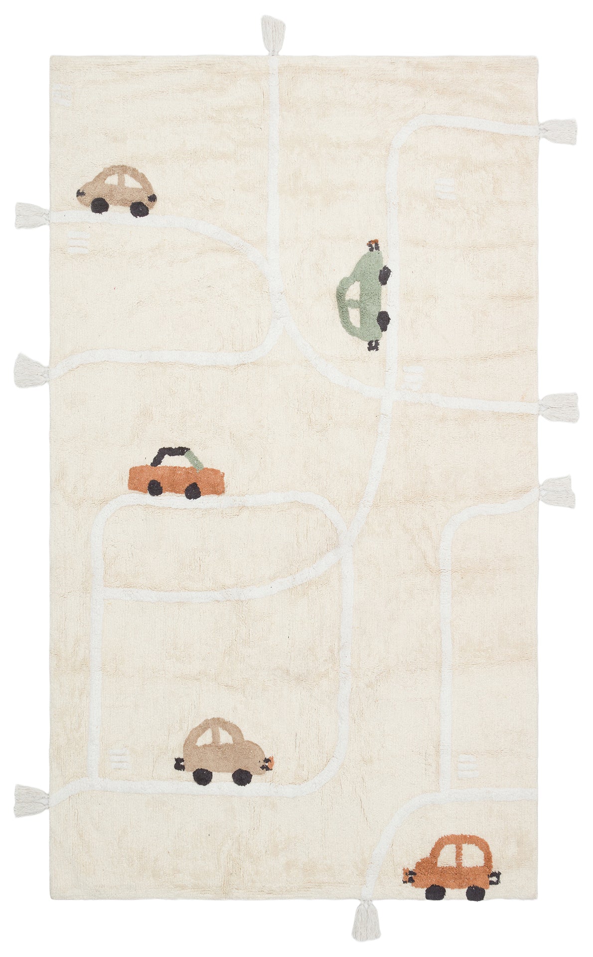 Bonny Araba Desenli Çocuk Odası Halısı Pamuk İçerikli Yıkanabilir Kaydırmaz Taban Yumuşak Yüzeyli - Turkuaz