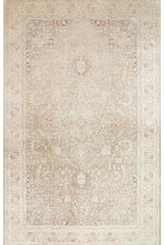 Toscana Classic Vintage Patterned Light Beige Over-Dyed Woven Living Room Rug, Rayon Viscose Soft Textured