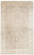Toscana Classic Vintage Patterned Light Beige Over-Dyed Woven Living Room Rug, Rayon Viscose Soft Textured