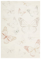 Petit Colorful Butterfly Patterned, Dust-Free, Soft Textured, Machine Washable Children's Room Rug - Green