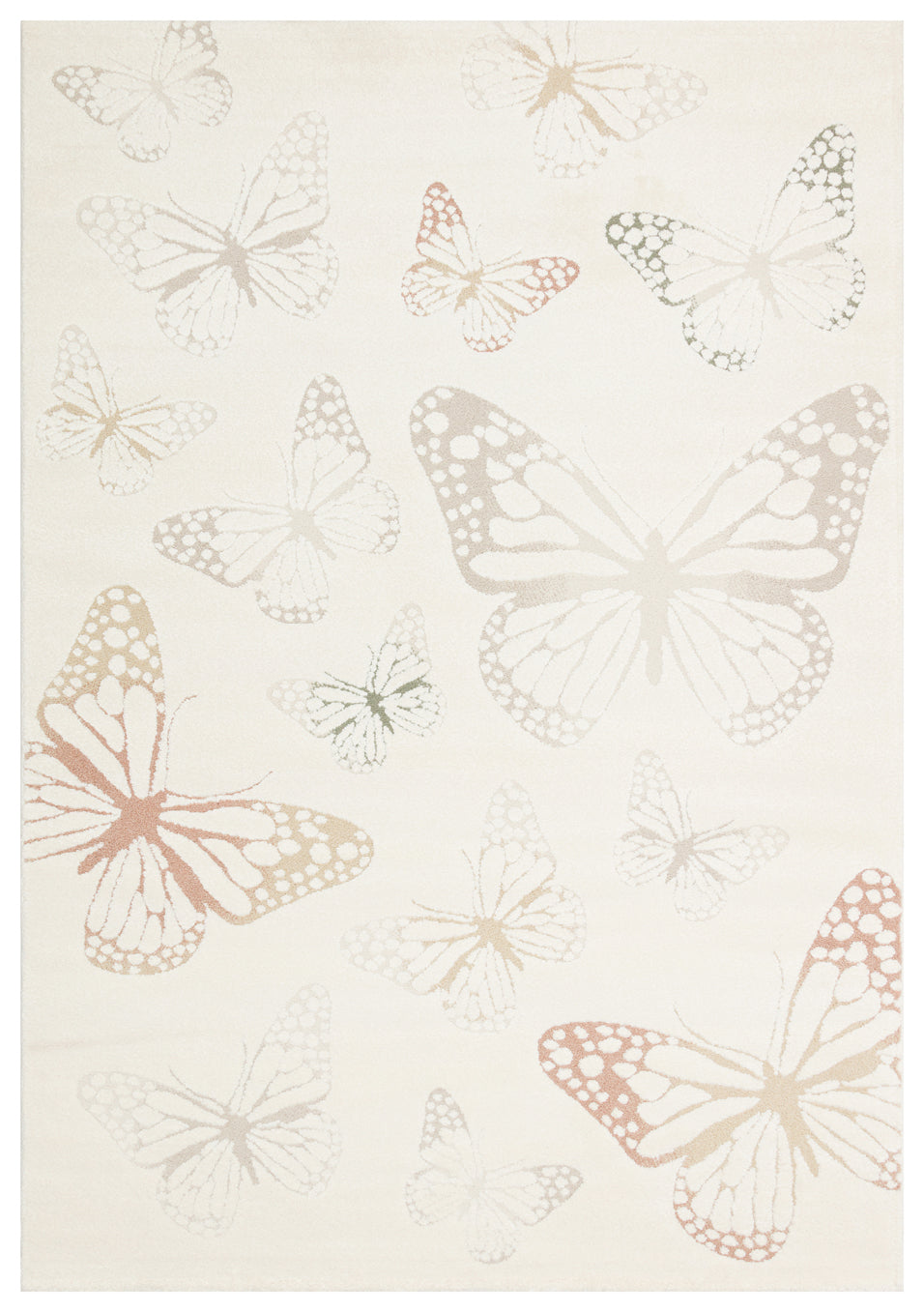 Petit Renkli Kelebek Desenli Toz Vermeyen Yumuşak Dokulu Makinede Yıkanabilir Çocuk Odası Halısı - Yeşil