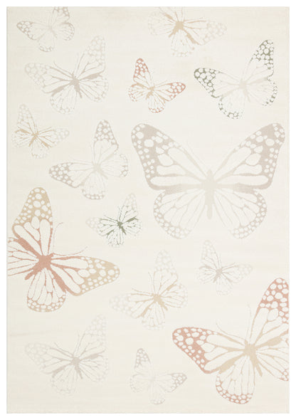 Petit Renkli Kelebek Desenli Toz Vermeyen Yumuşak Dokulu Makinede Yıkanabilir Çocuk Odası Halısı - Yeşil