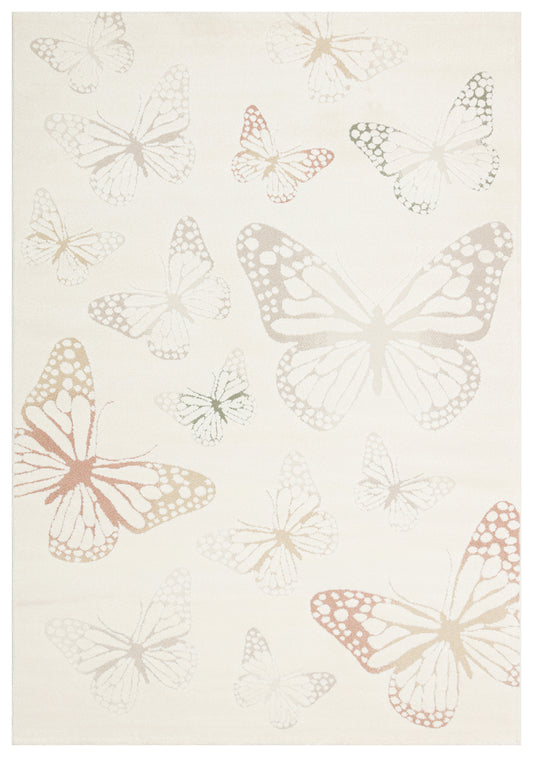 Petit Renkli Kelebek Desenli Toz Vermeyen Yumuşak Dokulu Makinede Yıkanabilir Çocuk Odası Halısı - Yeşil