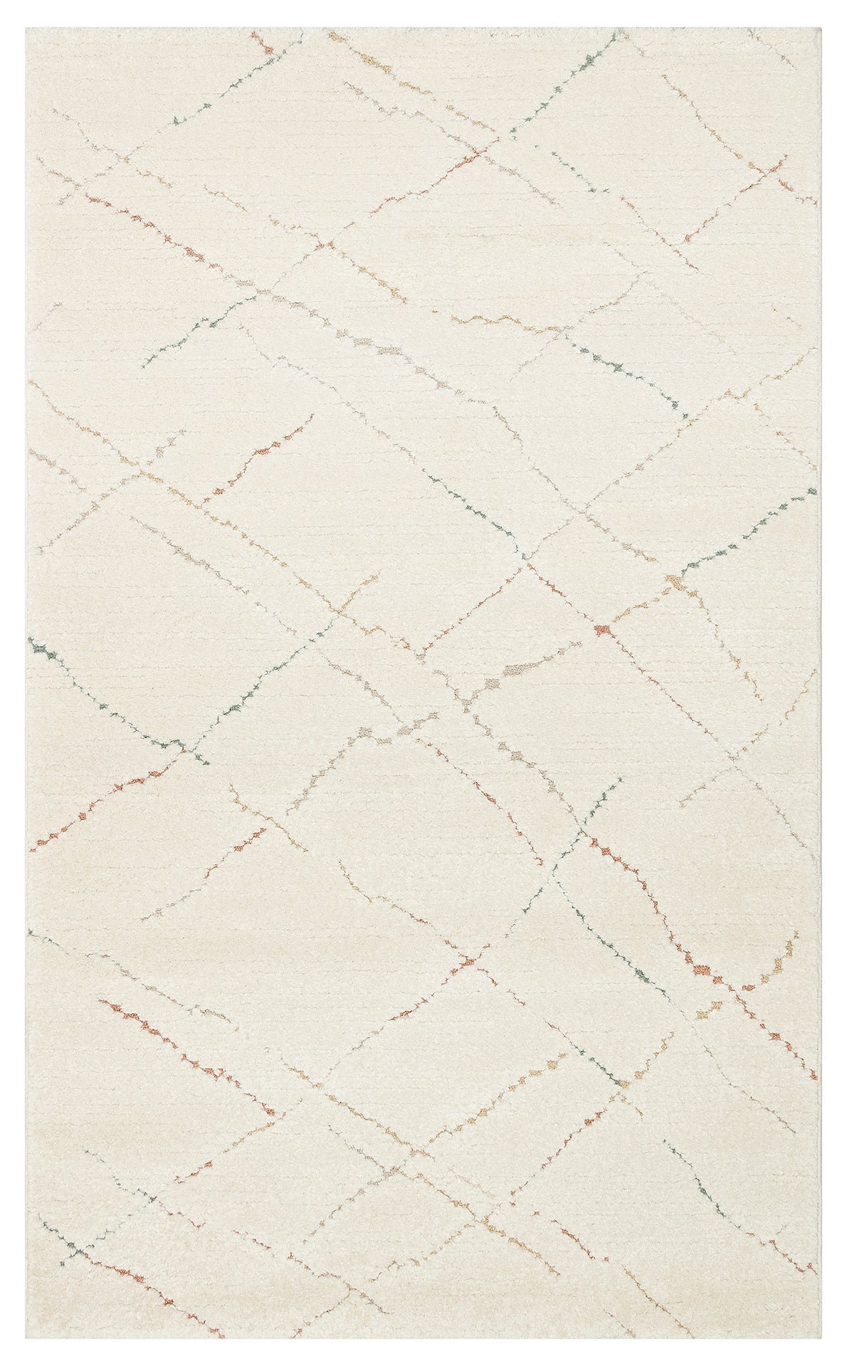 Petit Renkli Çizgili Toz Vermeyen Yumuşak Dokulu Makinede Yıkanabilir Bebek ve Çocuk Odası Halısı - Krem