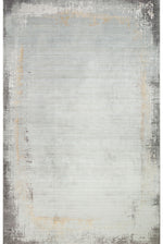 Palace Anthracite Grey Gold Abstract Pattern Classic Viscose Fringed Modern Designed Living Room Rug - Metallic