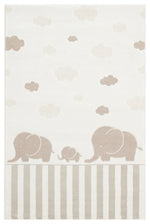 Picco Cream-Colored Figured Washable Non-Shedding Kids Room Rug Dust-Resistant Soft Texture