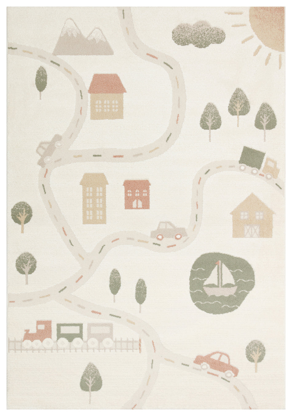 Petit Toz Vermeyen Renkli Desenli Yumuşak Dokulu Makinede Yıkanabilir Bebek ve Çocuk Odası Halısı - Kırmızı