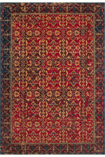 Renaissance Handmade Ethnic Pattern Brown Red Navy Wool Traditional Woven Authentic Living Room Rug