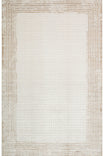 Palace Cream Gold Framed Viscose Living Room Rug, Fringed, Tightly Woven, Modern Patterned Machine-Made Rug - Cream