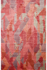 Orient Multicolored Geometric Pattern Lyocell Modern Handcrafted Loom-Made Living Room Rug - Red