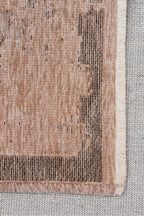 LESSI Vizon Desenli Eskitme Kaymaz Yıkanabilir Tabanlı Kilim Şönil Pamuk Vintage Salon Halısı - Pembe