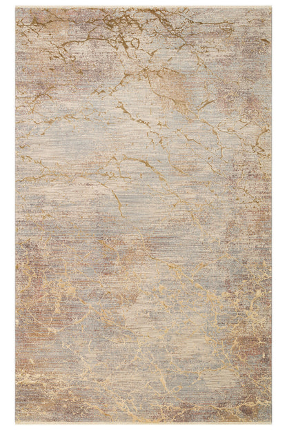 Patina Klasik Vintage Kabartmalı Bej Sık Dokuma Yumuşak Dokulu Modern Dekoratif Salon Halısı