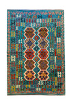 EFSANE Etnik Kök Boya El Dokuma Anadolu Desenli Kilim Vintage Bohem Salon Dekoratif Kilim - Mavi