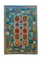 EFSANE Etnik Kök Boya El Dokuma Anadolu Desenli Kilim Vintage Bohem Salon Dekoratif Kilim - Mavi