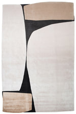 JUPITER Amorphous Geometric Pattern Viscose Shiny Surface Black, Gold, Cream Modern Living Room Rug