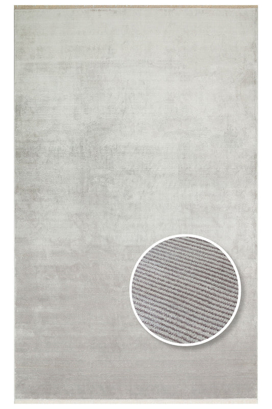 Alva Gri Tek Renk Düz Modern Sade Minimal Klasik Saçaklı Koridor, Oturma Odası, Salon Halısı - Gri