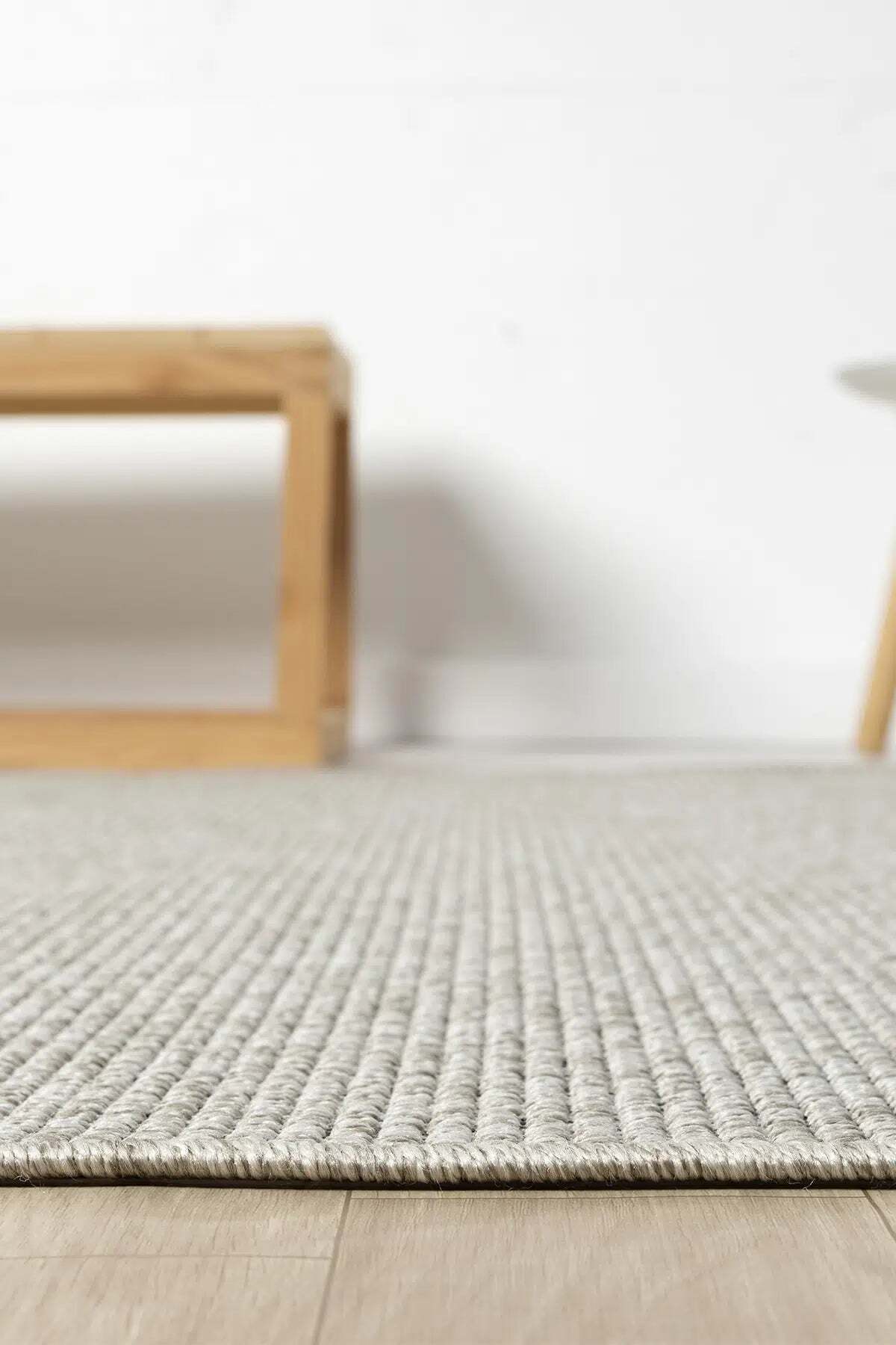 KORDANO Gri Dokulu Doğal Sisal Saçaklı Modern Kilim Kolay Temizlenebilir İskandinav Salon Halısı - Pembe