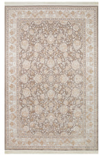 Safavid Grey Beige Color Classic Ethnic Patterned Acrylic Fringed Vintage Tightly Woven Modern Living Room Rug