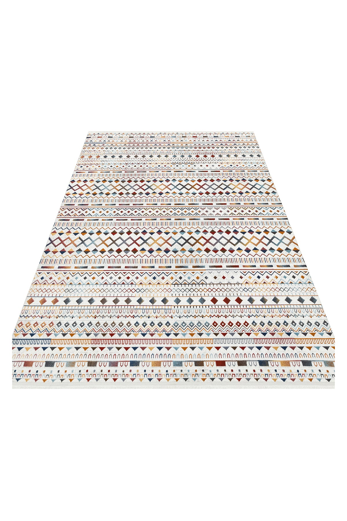 PEARLY Çok Renkli Geometrik Desenli Modern Yumuşak Doku Toz Vermez Halı Yıkanabilir Salon Halısı - Bordo