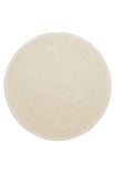 LESSI Beige Textured Non-Slip Round Kilim with Cotton Chenille for Modern Living Room Kitchen Hallway - Ecru
