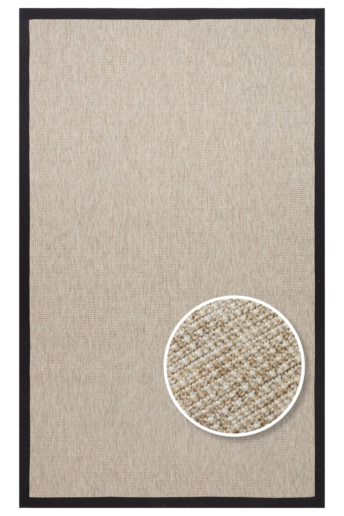 COSTA SISAL Açık Bej, Siyah Bordürlü Hav Vermez Modern Kolay Temizlenebilir Kilim Salon Halısı - Siyah