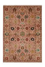 Sultani Handmade Pink Anatolian Motif Patterned Fringed Modern and Traditional Living Room Rug - Pink