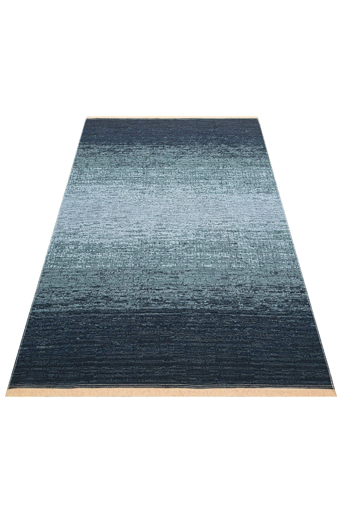 MİRA Antrasit Mavi Çift Taraflı Yıkanabilir Kilim Modern Ombre Renk Geçişli Polyester Şönil Kilim - Lacivert