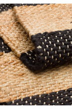 NATURA Ekru Dama Desenli Doğal Jüt Hasır Görünümlü Modern Çift Taraflı Kilim Bohem Salon Halısı - Gri
