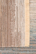 MİRA Çift Taraflı Bej Mavi Yıkanabilir Kilim Modern Ombre Renk Geçişli Polyester Şönil Kilim - Bej