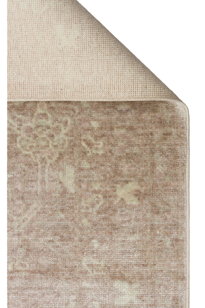 Atlas Serisi Açık Bej Etnik Uşak Desenli Saçaklı Lyocell Dokulu Özel Tezgah Salon Halısı