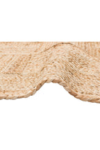 NATURA Örgü Patchwork Görünümlü Jüt Halı Doğal Hasır Dokulu Bohem Çift Taraflı Kilim Salon Halısı - Ekru