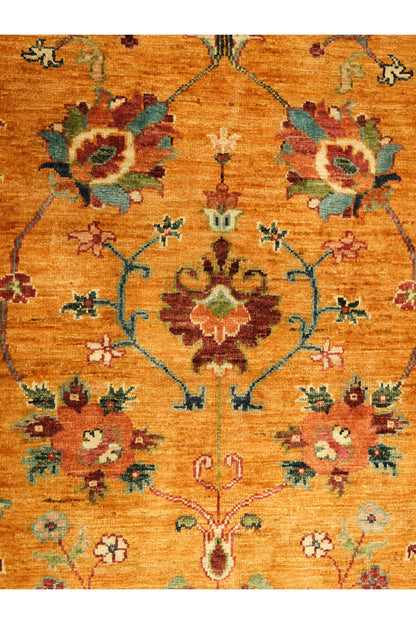 Sultani El Emeği Anadolu Motifli Desenli Turuncu Saçaklı Modern ve Geleneksel Salon Halısı - Bordo