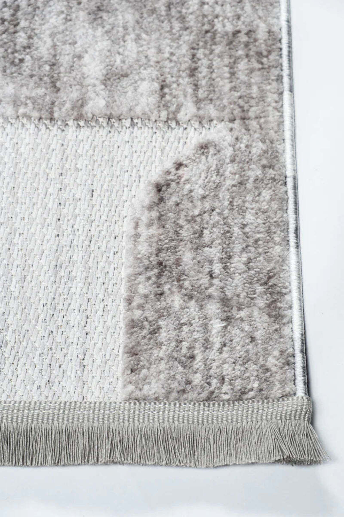 ASTRA Gri Modern Geometrik Halı Soft Patchwork Desenli Dokulu Yumuşak Koridor, Salon Halısı - Gri