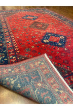 Geleneksel Madalyon Desen El Dokuma Kırmızı Etnik Geometrik Motifli Vintage Dekoratif Salon Halısı - Sarı