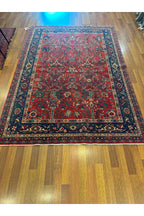 İran Desenli El Dokuma Halı Bordo Kırmızı Lacivert Geleneksel Vintage Salon Yatak Odası Halısı - Bordo