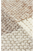 Emma Hand-Woven Beige Ecru Mink Scandinavian Knit Texture Geometric Pattern Wool Low-Pile Modern Living Room Rug - Multicolored