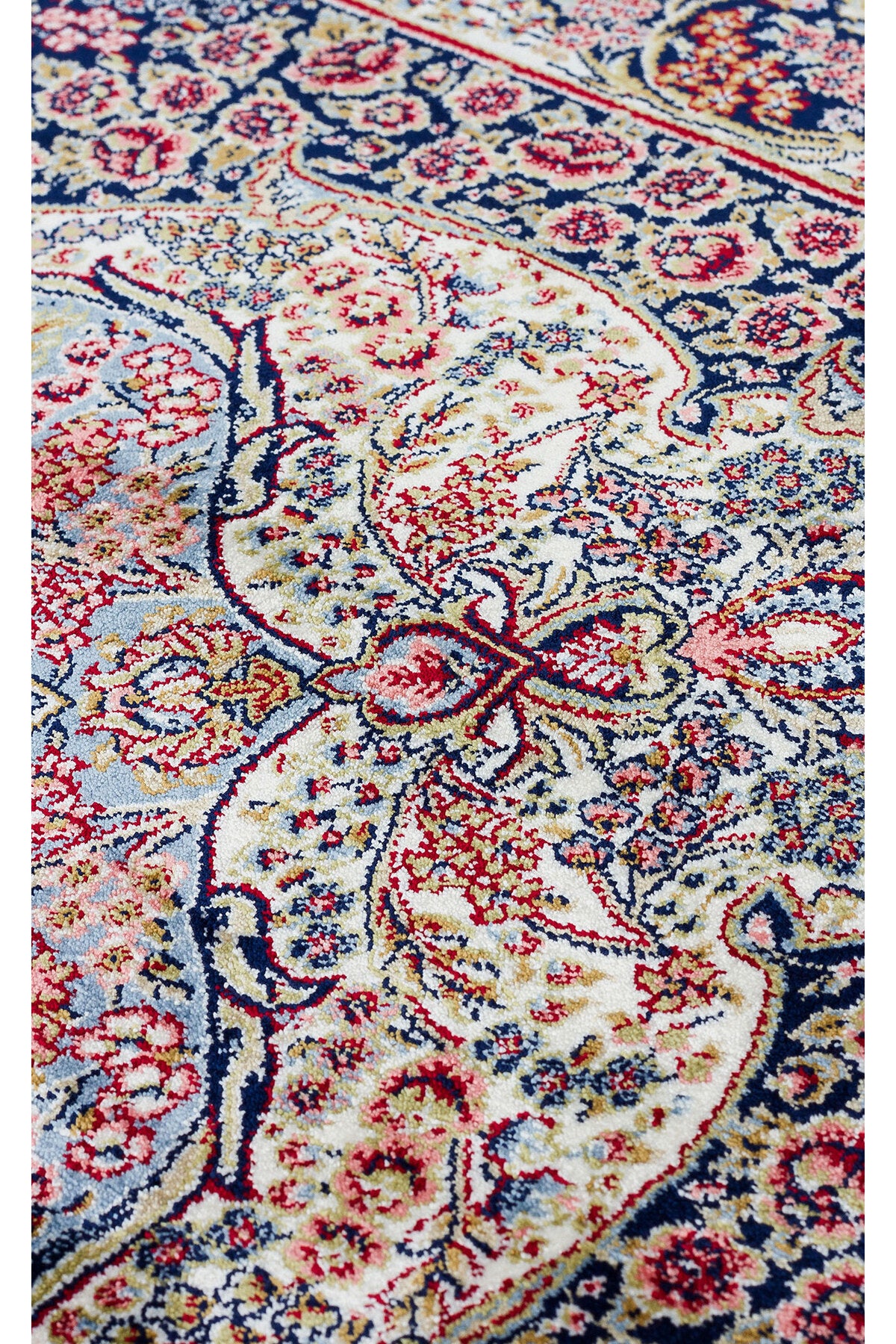 Silk Harem Series Bamboo Yarn Navy Blue Living Room Rug, Classic Pattern, Tightly Woven, Naturally Soft Texture