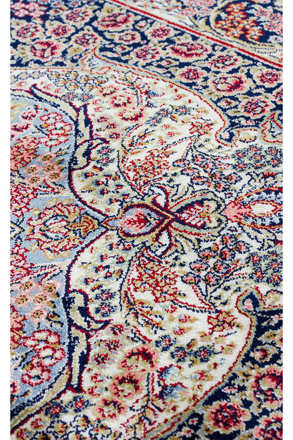 Silk Harem Series Bamboo Yarn Navy Blue Living Room Rug, Classic Pattern, Tightly Woven, Naturally Soft Texture