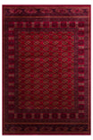HARAMİ Afghan Patterned Red Viscose Classic Non-Slip Back Thin Ethnic Weave Modern Living Room Rug