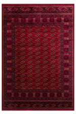HARAMİ Afghan Patterned Red Viscose Classic Non-Slip Back Thin Ethnic Weave Modern Living Room Rug