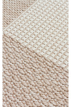 MERLİN Bej Patchwork Desenli Kaymaz Tabanlı Kilim Modern İskandinav Hav Vermeyen Salon Antre Halısı - Bej