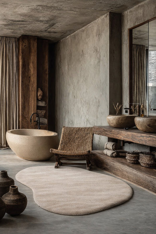 Vera Morfea Bej Asimetrik Halı Hav Toz Vermez Yumuşak Tuşeli Modern Yatak Odası Koridor Salon Halısı - Bej