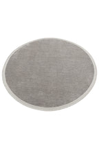 LESSI Gri Düz Renk Kaymaz Tabanlı Yuvarlak Kilim Pamuk Şönil Modern Salon Mutfak Koridor Halısı - Inox