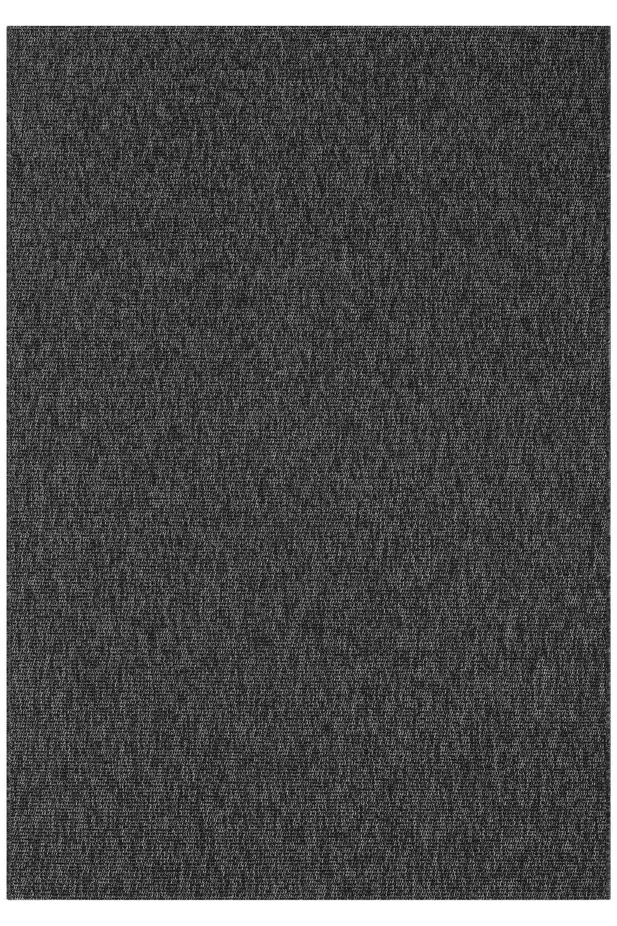 KORDANO Antrasit Doğal Sisal Dokulu Modern Kilim Kolay Temizlenebilir İskandinav Salon Halısı - Siyah