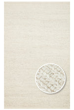 Emma Hand-Woven Ecru Plain Scandinavian Knit Textured Wool Loop Pile Modern Bedroom Living Room Rug