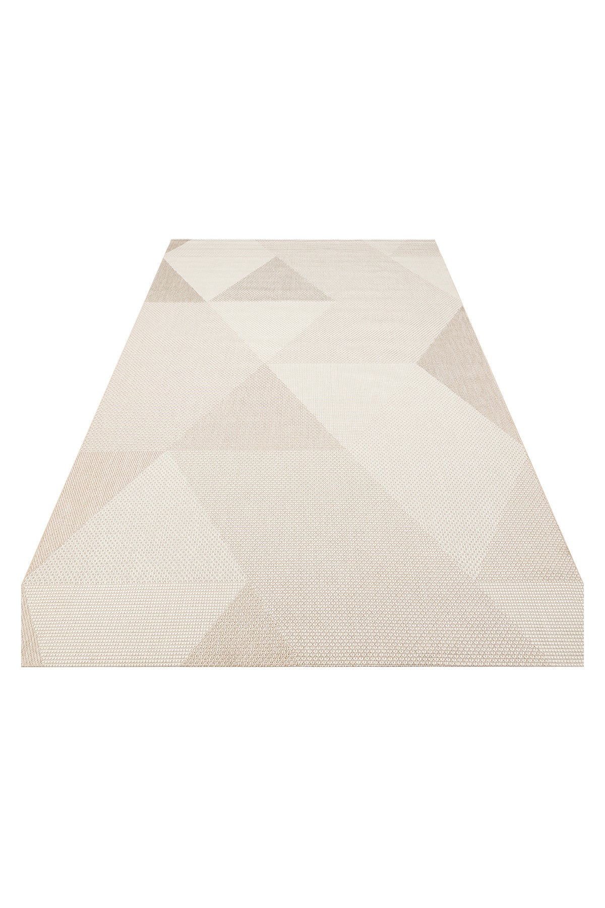 MERLİN Bej Geometrik Desenli Kaymaz Tabanlı Kilim Modern İskandinav Hav Vermez Salon Antre Halısı - Ekru