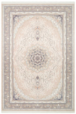 Safavi Classic Ethnic Patterned Beige Gold Acrylic Fringed Vintage Tightly Woven Modern Living Room Rug