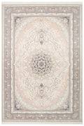 Safavi Klasik Etnik Desenli Bej Gold Akrilik Saçaklı Vintage Sık Dokuma Modern Salon Halısı - Bej
