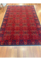 Afgan Desenli El Dokuma Halı Etnik Kırmızı Bordo Lacivert Motifli Geleneksel Vintage Salon Halısı - Turkuaz