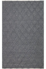Emma Hand-Woven Anthracite Diamond Pattern Scandinavian Knit-Textured Wool Pileless Modern Living Room Rug